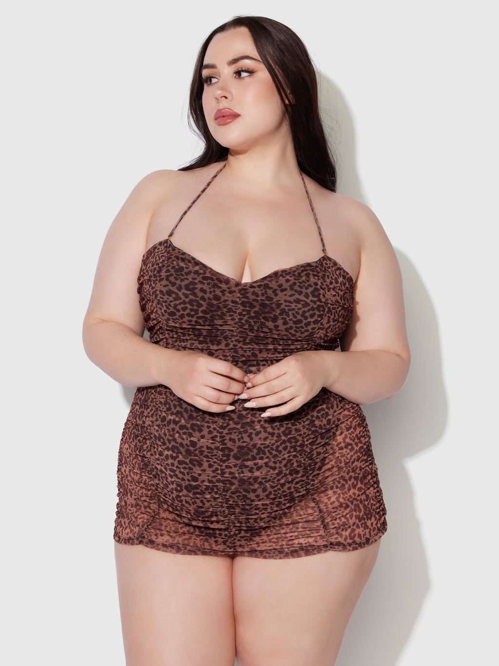 Alanza Mesh Ruched Strapless Swim One Piece