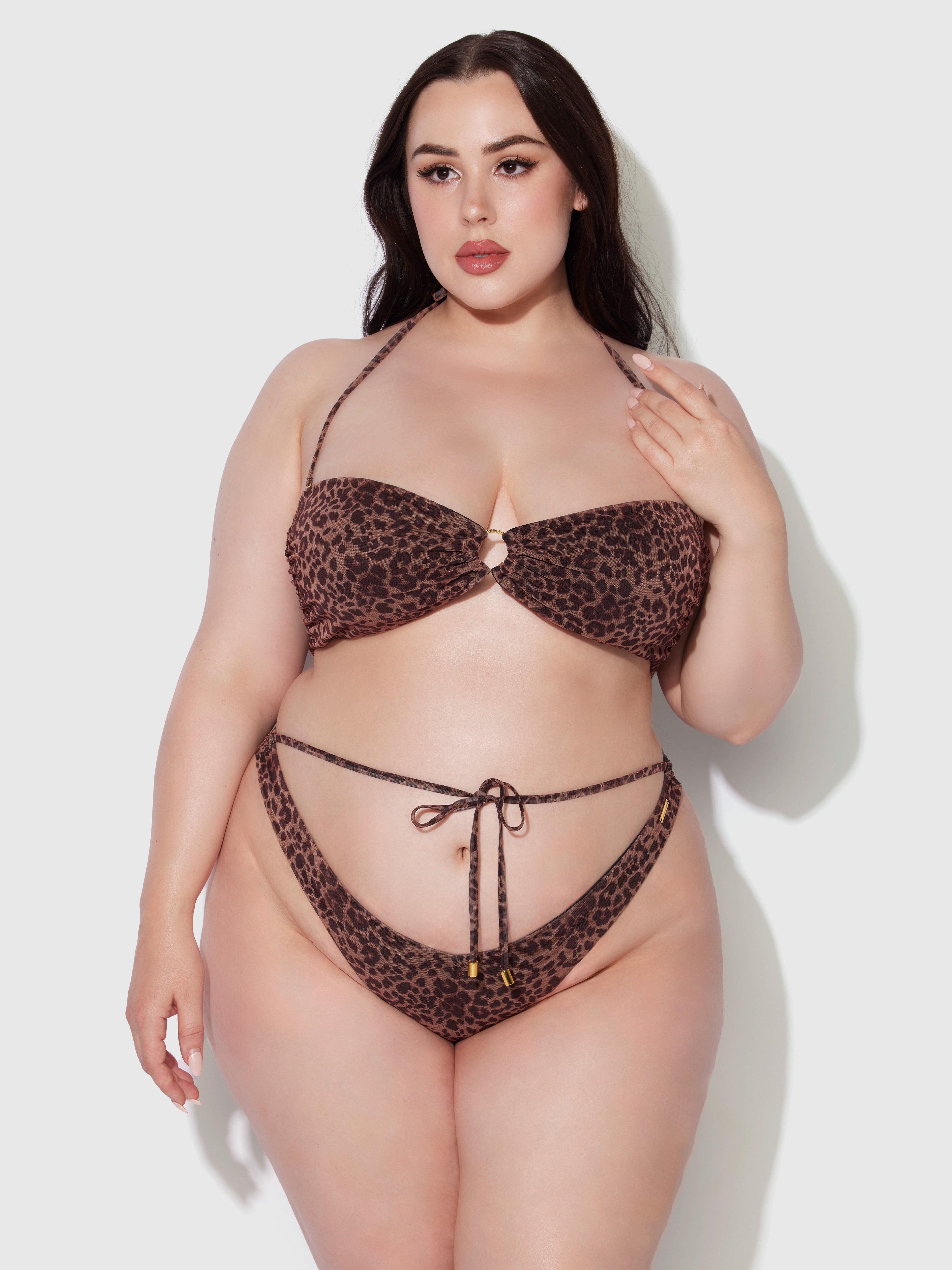 Alanza Leopard Mesh Bandeau Swim Top