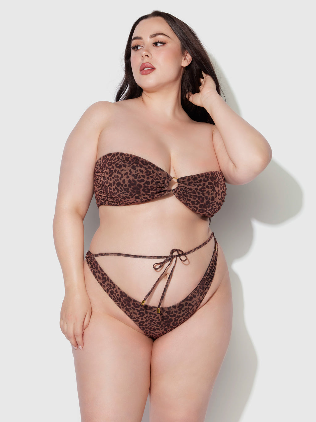 Alanza Leopard Mesh Bandeau Swim Top
