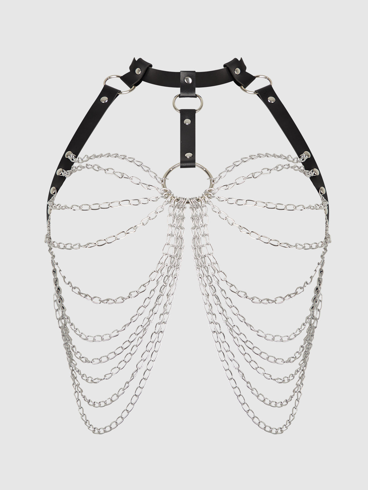 Ziggy Chain & Leather-Like Draped Harness