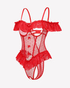 V Neck Bodysuit Lace Ruffle Rave Outfits