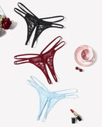 Lace Floral Lace Crotchless Briefs G-String