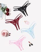 Lace Floral Lace Crotchless Briefs G-String