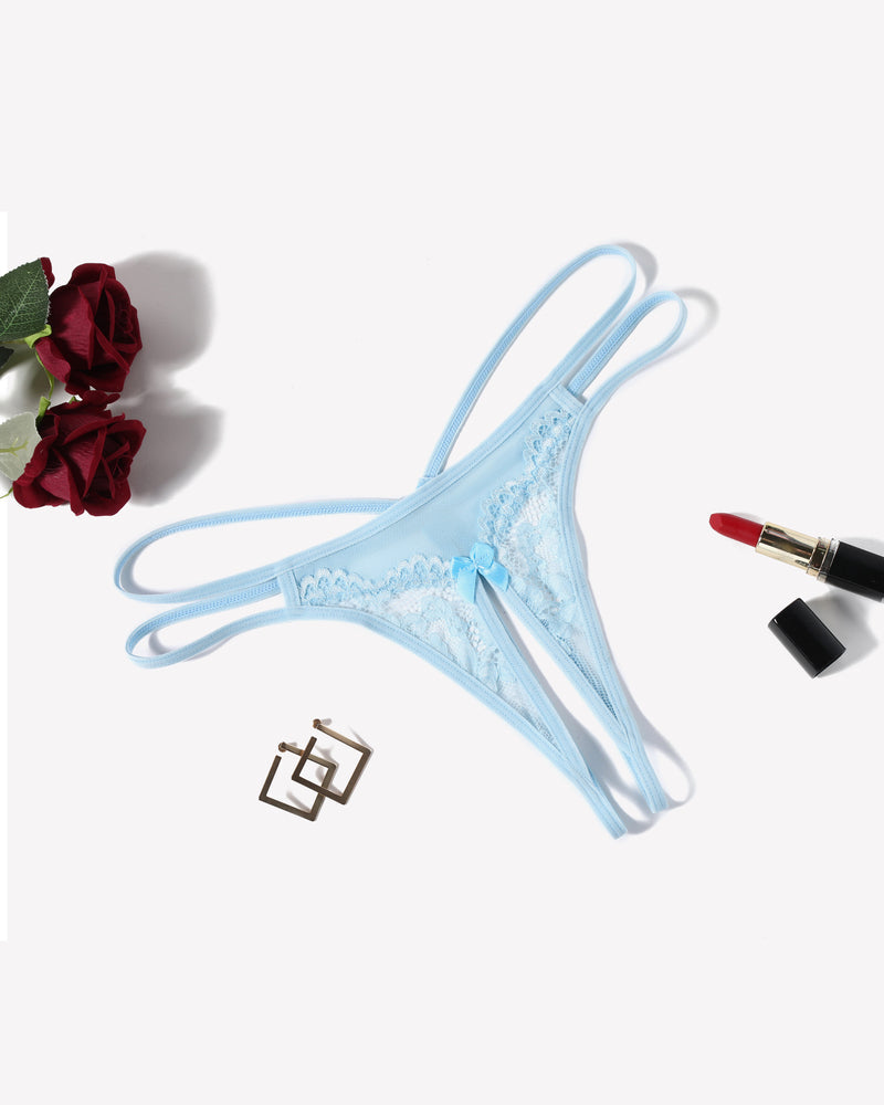 Lace Floral Lace Crotchless Briefs G-String
