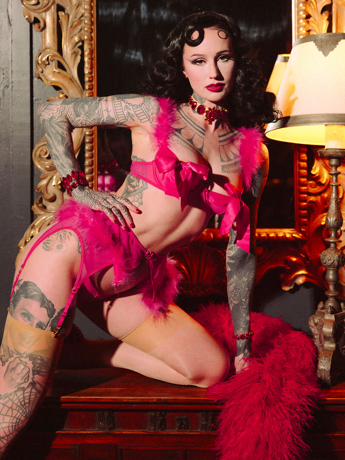 Scarlett Marabou & Mesh Openable Cup Bra