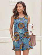 2 Pack Pajama Set Print Sleepwear Tank Tops and Ruffled Shorts