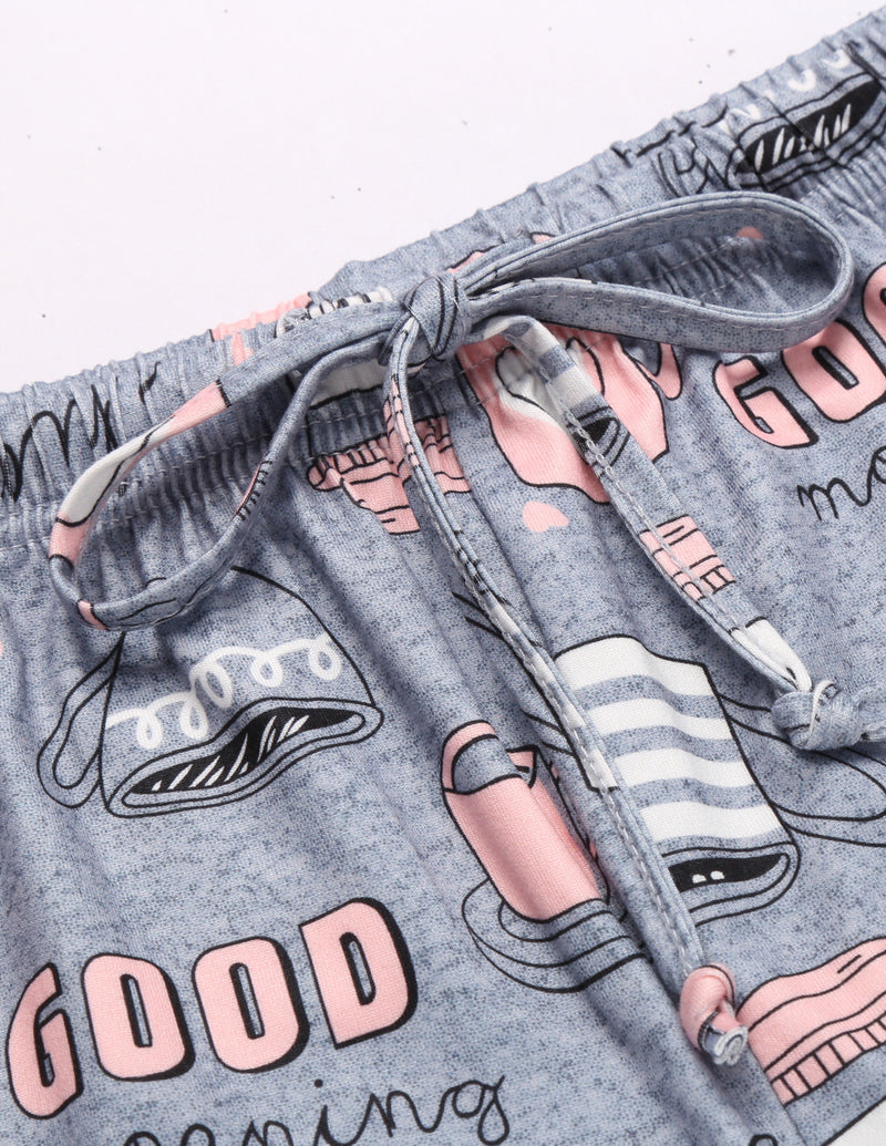 2 Pack Pajama Set Print Sleepwear Tank Tops and Ruffled Shorts