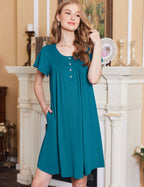 Ekouaer Women Short Sleeve Floral Dress with Pockets