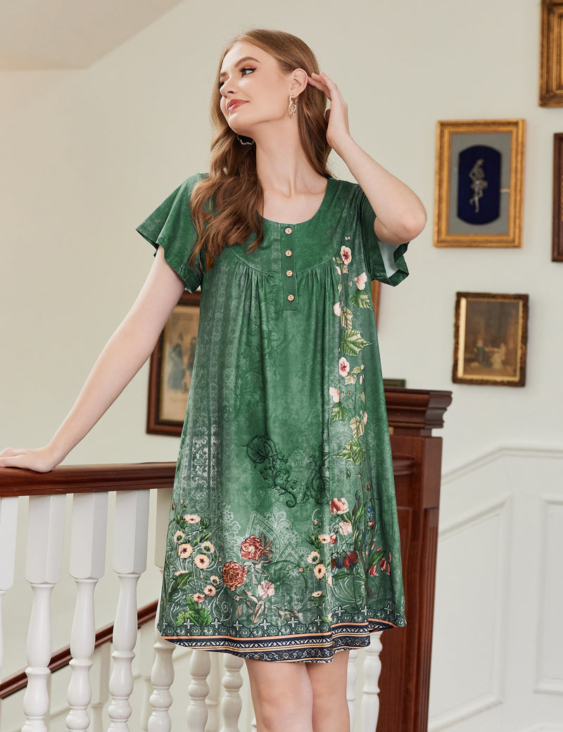 Ekouaer Women Short Sleeve Floral Dress with Pockets
