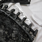 Ultra-Thin Mesh Embroidery Lingerie Set, Hollow See-Through Underwire Cami 3-Piece Sexy Outfit