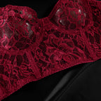 Ultra-Thin Mesh Embroidery Lingerie Set, Hollow See-Through Underwire Cami 3-Piece Sexy Outfit