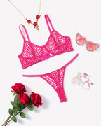 Fishnet Hollow Out Push Up Bra and Sheer Thong