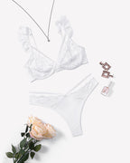 Wireless Strappy Ruffle Bra and Panty Sets
