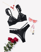 Wireless Strappy Ruffle Bra and Panty Sets