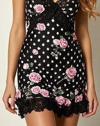 Lace Floral Black Dots Sleep Dress