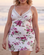 Plus Size Lace Patchwork Floral Chemises