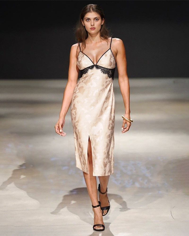 Butterfly Jacquard Slip Dress