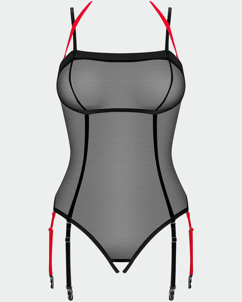 ⚡Flash Sale-{XL} Crotchless Sheer Mesh Tulle Teddy