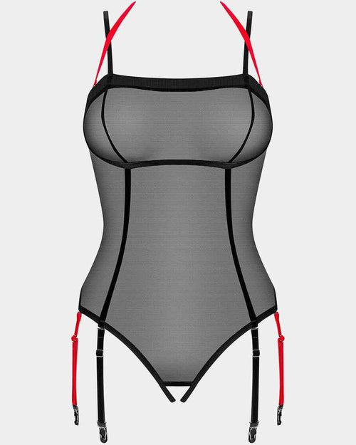 Mesh Tulle Crotchless Teddy