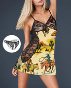 Western Cowboy Lace Graffiti Mini Dress