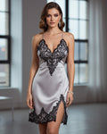 100% Mulberry Silk Lace Retro Nightgown