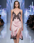 100% Mulberry Silk Luxury Pink Long Dress
