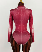 Pink Spider Web Bodysuit - Long Sleeve Spider-Costume