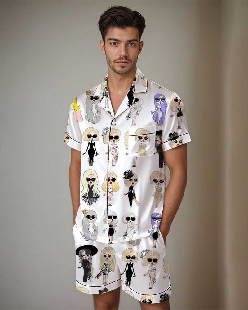 Men Women Satin Pajama Set