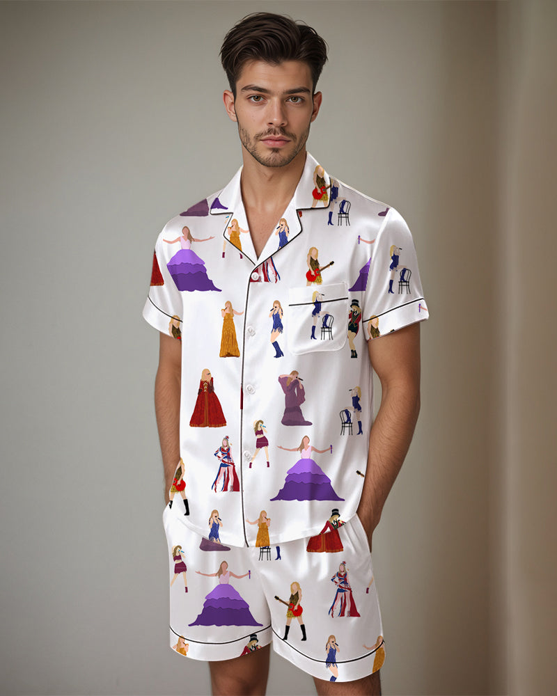 Men Women Satin Pajama Set