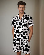 Men Music Theme Graffiti Satin Pajama Set