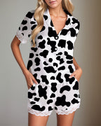 Women Music Theme Graffiti Satin Pajama Set