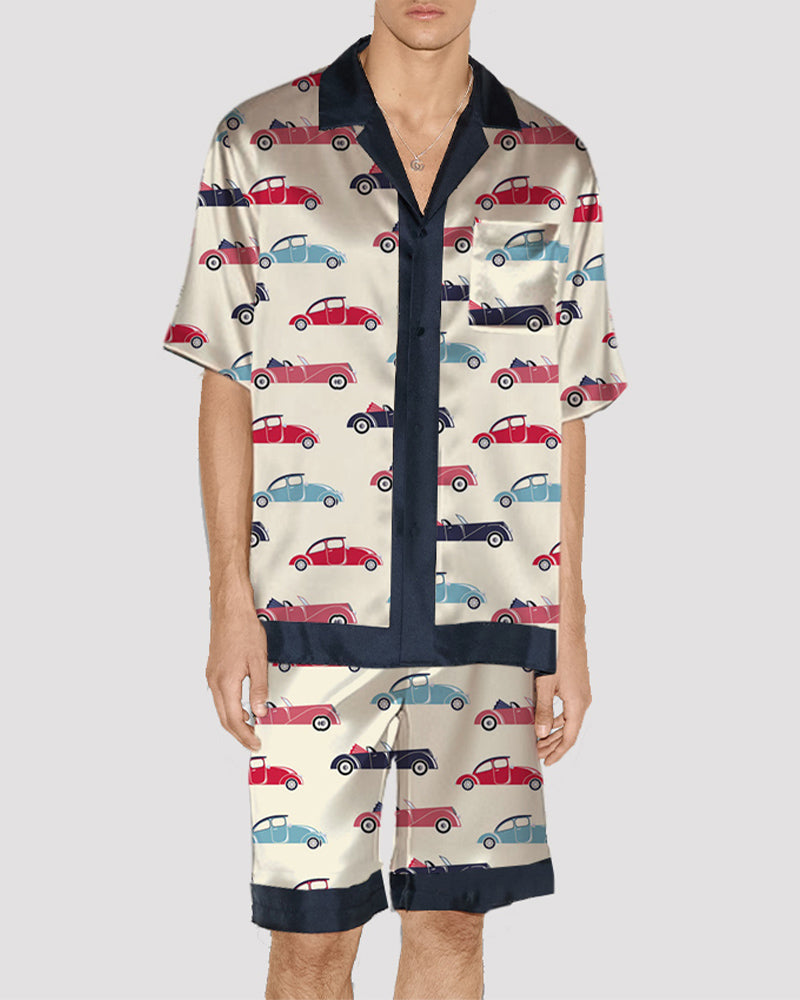 Men Bible Jesus Pattern Satin Pajama Set