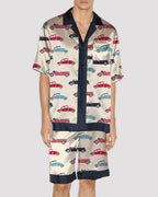 Men Protect The Park Text Pattern Satin Pajama Set