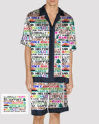 Men Bible Jesus Pattern Satin Pajama Set