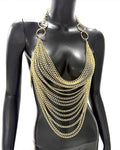 Chain Asymmetrical Hem Halter Crop Top