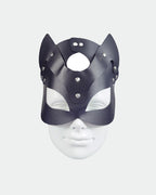 SM Supplies Stud Rhinestone Leather Fox Eye Mask