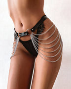 Black Leather Chain Hip Harness