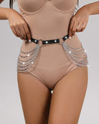 Black Leather Chain Hip Harness