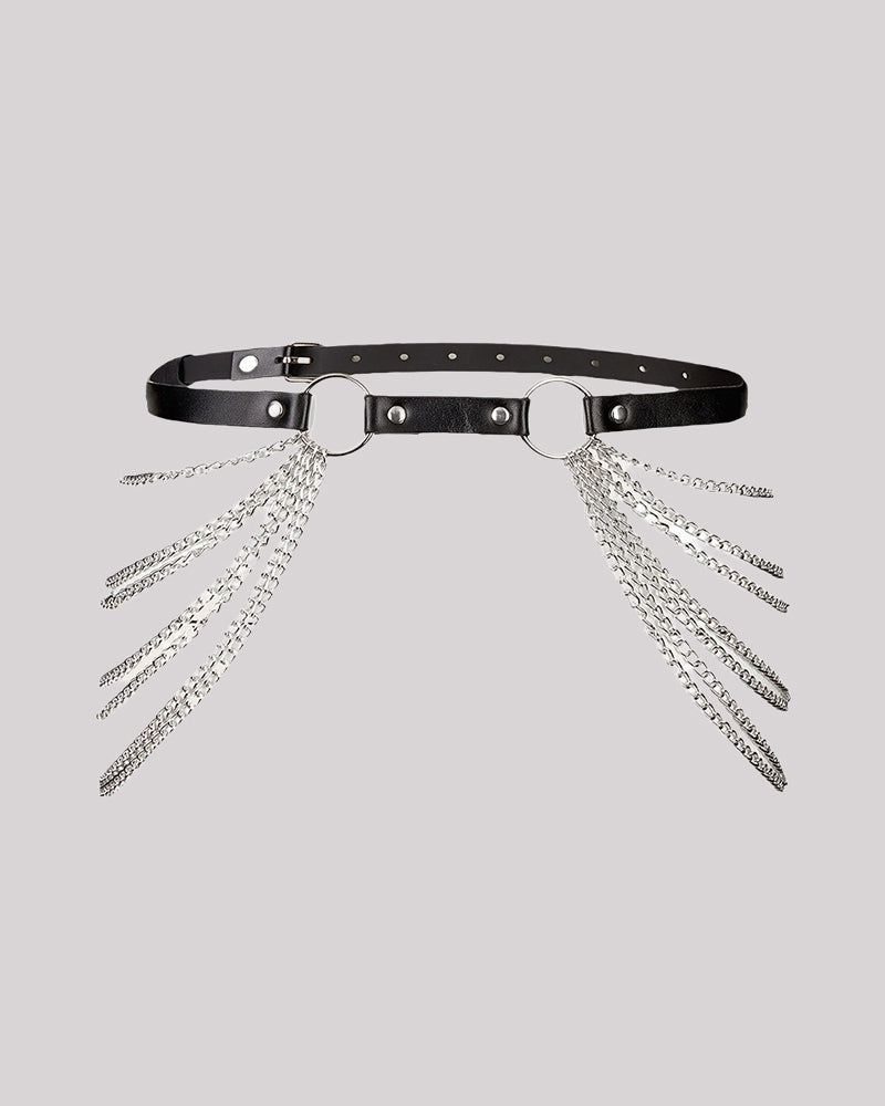 Black Leather Chain Hip Harness