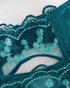 【S】Embroidery Lace Garter Lingerie Set
