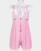 Contrast Lace Nightdress With Bowknot
