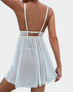Contrast Lace Nightdress With Bowknot