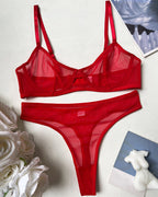 Mesh Sheer Push Up Lingerie Set