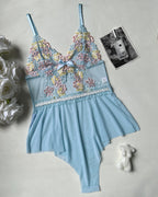 Embroidered Floral Lace Bodysuit Lingerie