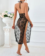 Romantic Lace High Slit Nightgown