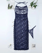 Romantic Lace High Slit Nightgown