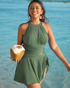 Plus Size Halter Neck Swim Dress