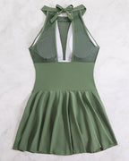 Plus Size Halter Neck Swim Dress