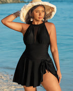 Plus Size Halter Neck Swim Dress