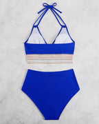 Color Block Drawstring Bikini Set